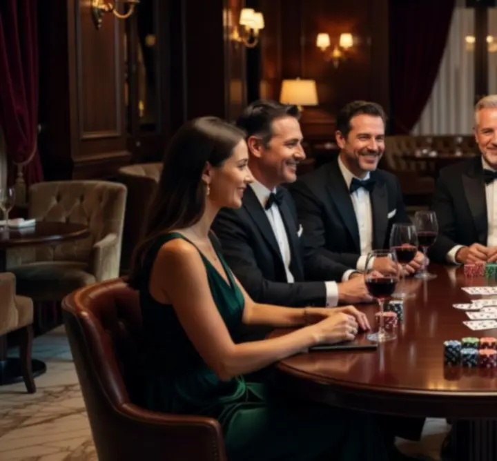 Nastrojowy wieczór pokerowy przy eleganckim stole z kartami i żetonami